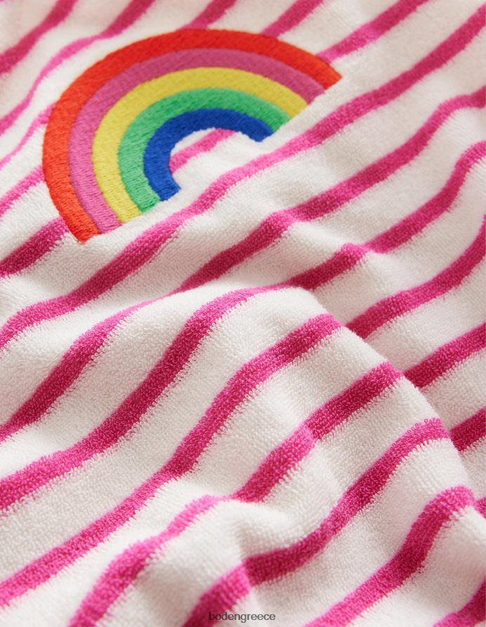 γαργαλητό ροζ/ιβουάρ ουράνιο τόξο είδη ένδυσης κεντημένο πετσετάκι Boden κορίτσια 464PH82923