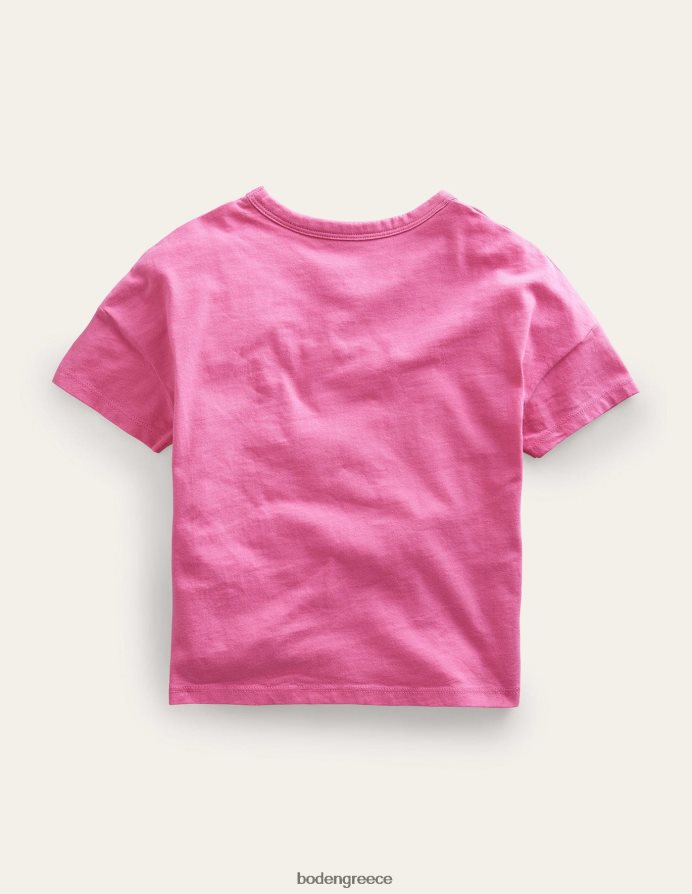 έντονο ροζ πέταλο είδη ένδυσης φτερούγισμα σλόγκαν μπλουζάκι Boden κορίτσια 464PH82929