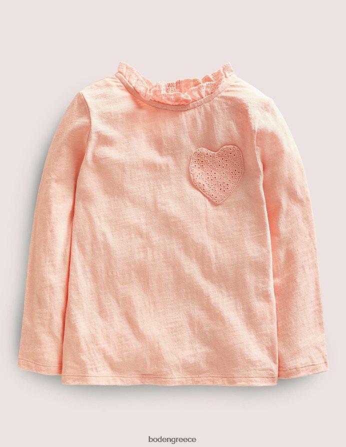 Προβηγκία σκονισμένο ροζ είδη ένδυσης μακρυμάνικο μπλουζάκι με καρδιά Boden κορίτσια 464PH82931