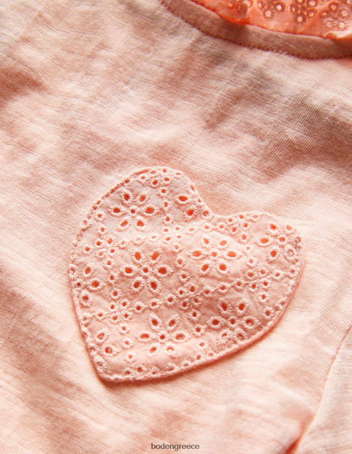 Προβηγκία σκονισμένο ροζ είδη ένδυσης μακρυμάνικο μπλουζάκι με καρδιά Boden κορίτσια 464PH82931