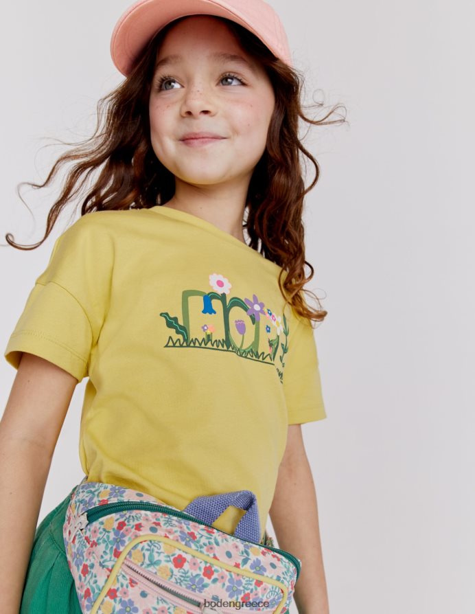 μαλακή ελπίδα λεμονιού είδη ένδυσης εμπριμέ γραφικό μπλουζάκι Boden κορίτσια 464PH82932
