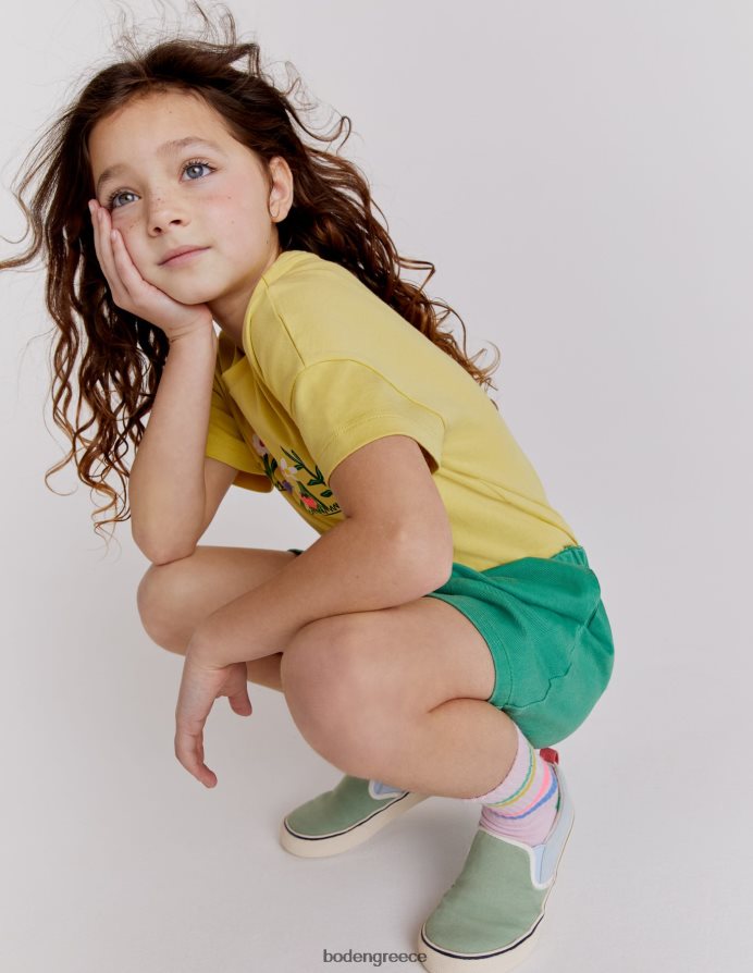 μαλακή ελπίδα λεμονιού είδη ένδυσης εμπριμέ γραφικό μπλουζάκι Boden κορίτσια 464PH82932