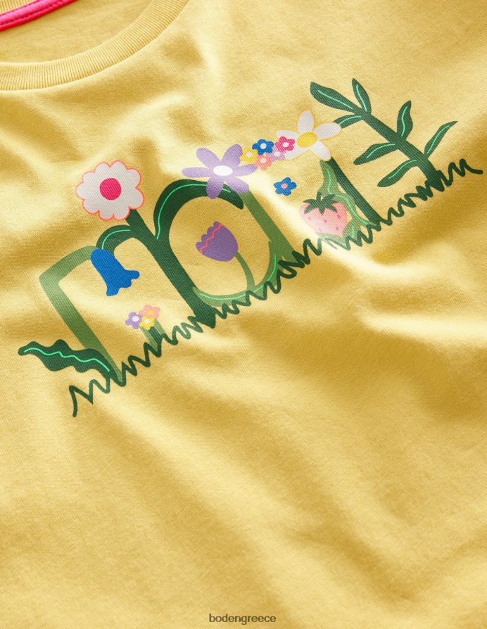 μαλακή ελπίδα λεμονιού είδη ένδυσης εμπριμέ γραφικό μπλουζάκι Boden κορίτσια 464PH82932