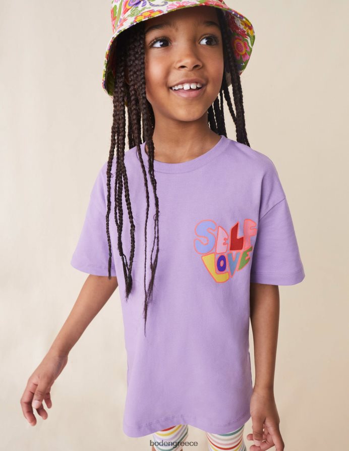 ομιχλώδης λεβάντα αγάπη για τον εαυτό είδη ένδυσης μπλουζάκι με στάμπα σλόγκαν Boden κορίτσια 464PH82947