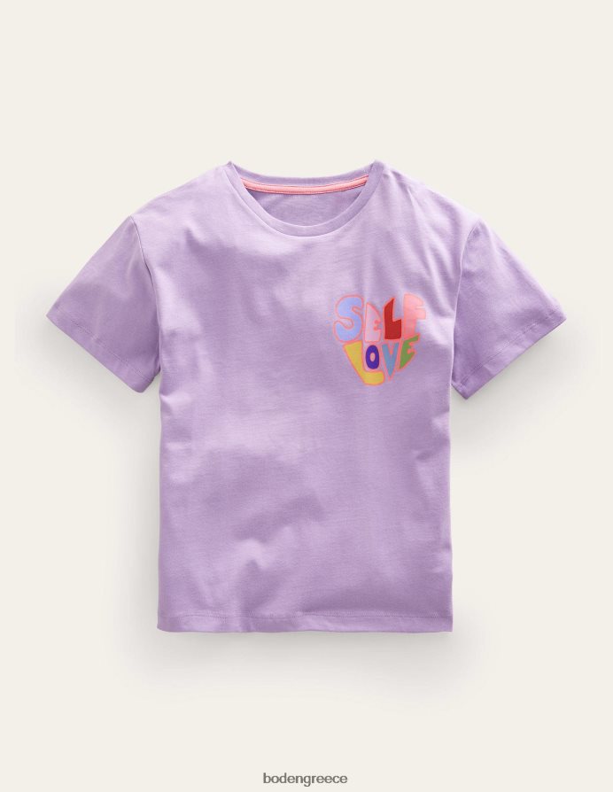 ομιχλώδης λεβάντα αγάπη για τον εαυτό είδη ένδυσης μπλουζάκι με στάμπα σλόγκαν Boden κορίτσια 464PH82947