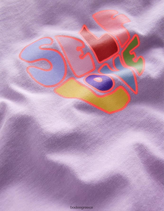 ομιχλώδης λεβάντα αγάπη για τον εαυτό είδη ένδυσης μπλουζάκι με στάμπα σλόγκαν Boden κορίτσια 464PH82947