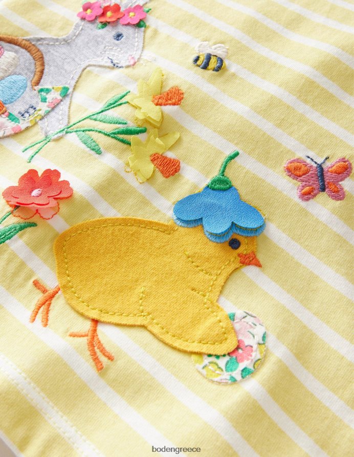 ιβουάρ/μαλακό πασχαλινό λεμόνι είδη ένδυσης φτερούγισμα μπλουζάκι Boden κορίτσια 464PH82949