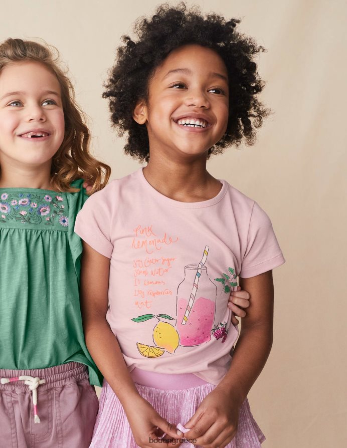 γαλλική ροζ λεμονάδα είδη ένδυσης μπλουζάκι με ζωγραφική στάμπα Boden κορίτσια 464PH82951