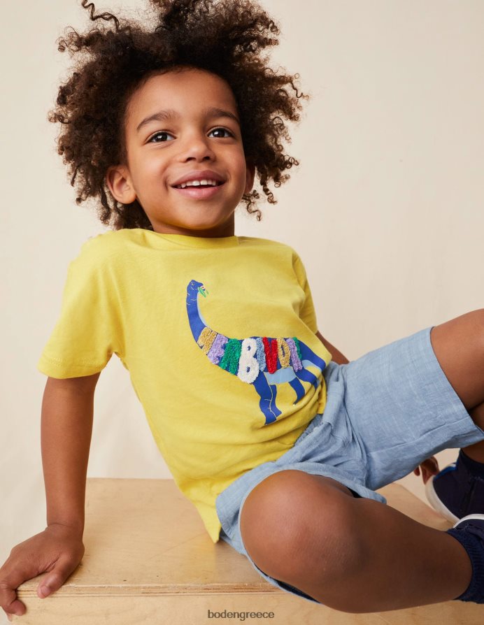 νεραγκούλα κίτρινος δεινόσαυρος είδη ένδυσης μπλουζάκι με λογότυπο Boden κορίτσια 464PH82953