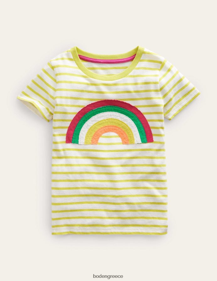 φραγκοστάφυλο κίτρινο/ιβουάρ είδη ένδυσης απλικέ μπλουζάκι ουράνιο τόξο Boden κορίτσια 464PH82962