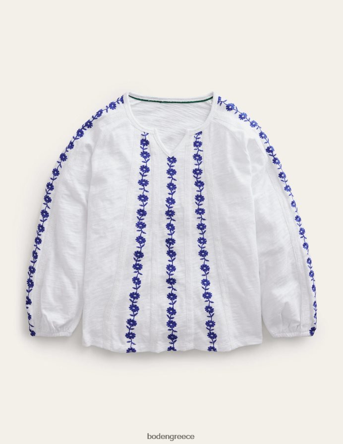 άσπρο είδη ένδυσης τζέρσεϊ κεντημένο τοπ Boden κορίτσια 464PH82963