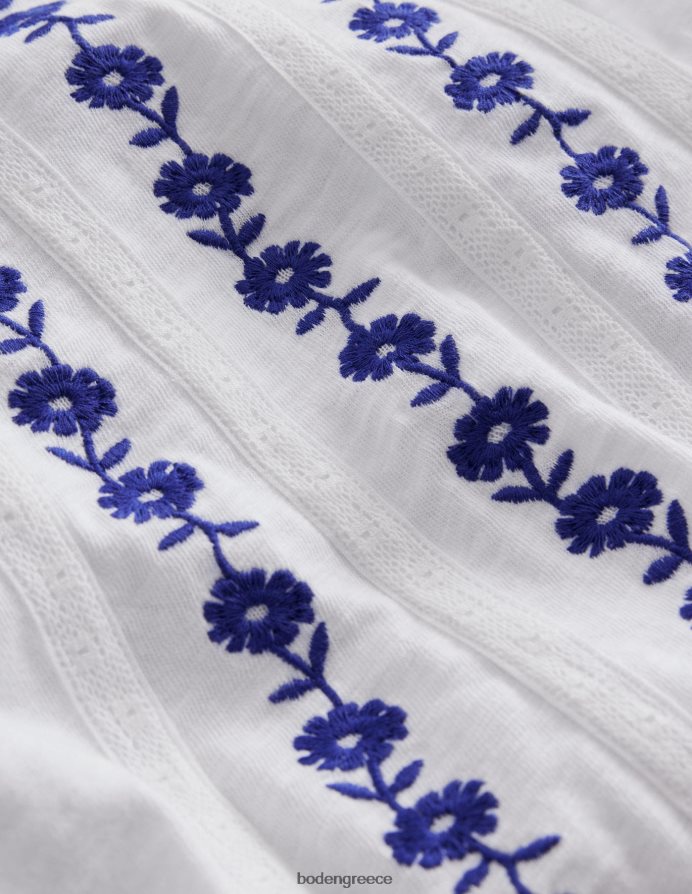 άσπρο είδη ένδυσης τζέρσεϊ κεντημένο τοπ Boden κορίτσια 464PH82963