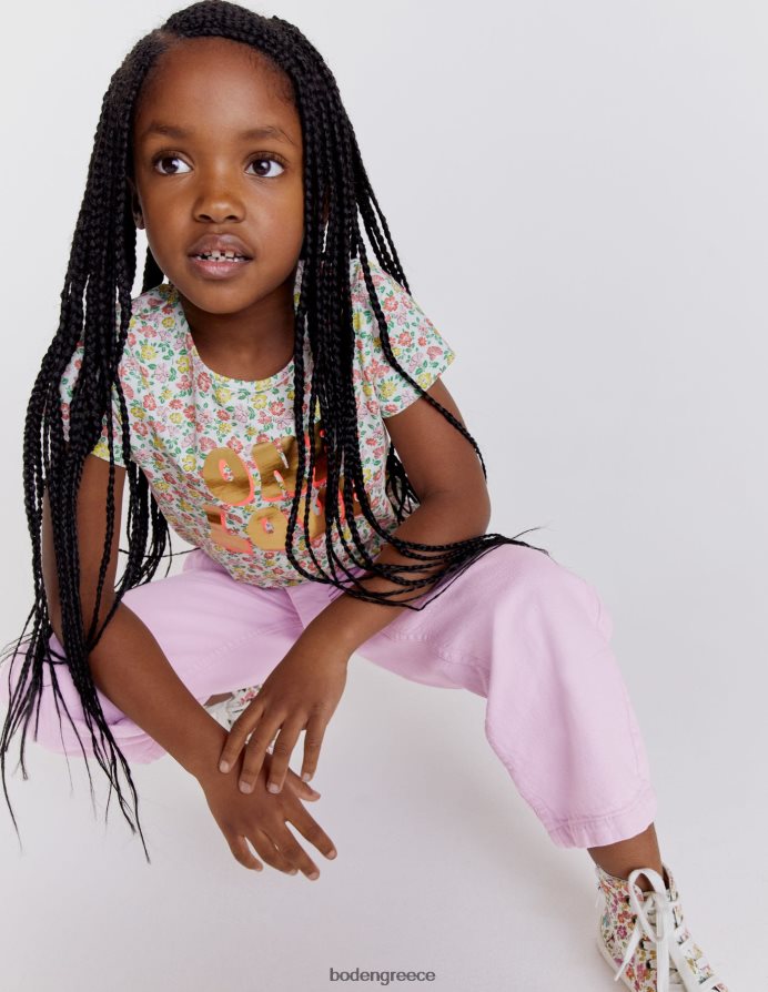 λουλούδι βανίλιας λουλουδάτο είδη ένδυσης μπλουζάκι σλόγκαν με στάμπα με φύλλο αλουμινίου Boden κορίτσια 464PH82980