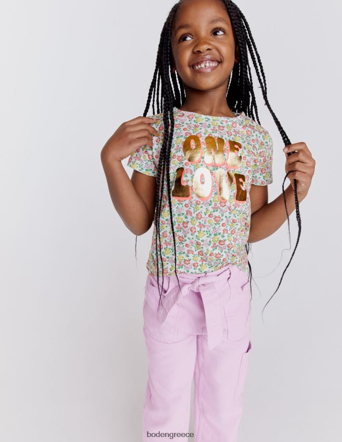 λουλούδι βανίλιας λουλουδάτο είδη ένδυσης μπλουζάκι σλόγκαν με στάμπα με φύλλο αλουμινίου Boden κορίτσια 464PH82980