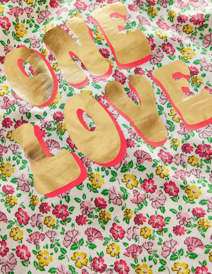 λουλούδι βανίλιας λουλουδάτο είδη ένδυσης μπλουζάκι σλόγκαν με στάμπα με φύλλο αλουμινίου Boden κορίτσια 464PH82980