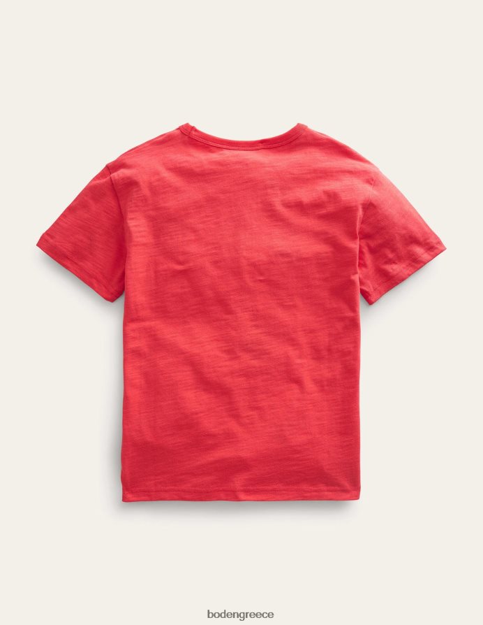 τάρτα φράουλα κόκκινη είδη ένδυσης χαλαρό ριγέ βαμβακερό μπλουζάκι Boden κορίτσια 464PH82981