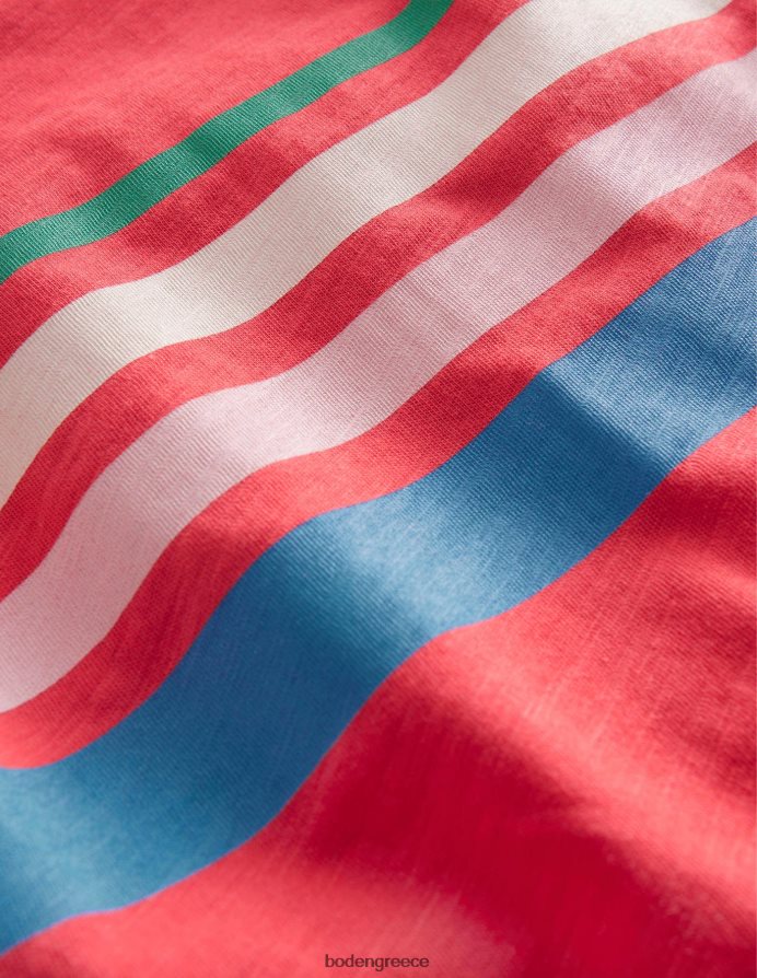 τάρτα φράουλα κόκκινη είδη ένδυσης χαλαρό ριγέ βαμβακερό μπλουζάκι Boden κορίτσια 464PH82981