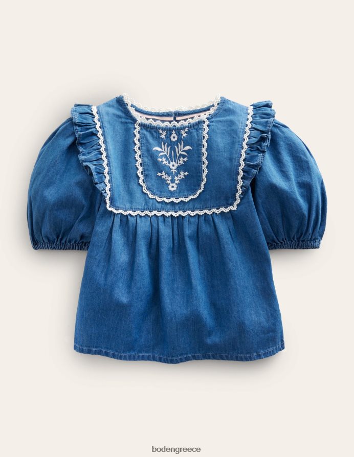 μεσαίο τζιν είδη ένδυσης κεντημένο υφαντό πάνω μέρος Boden κορίτσια 464PH82983