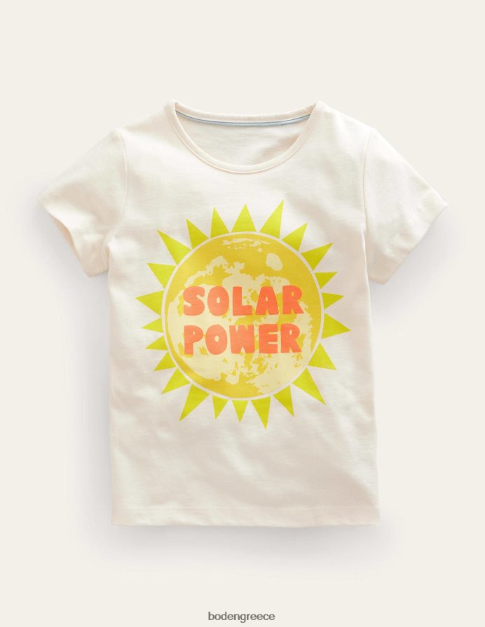 λευκή ηλιακή ενέργεια είδη ένδυσης εμπριμέ γραφικό μπλουζάκι Boden κορίτσια 464PH82997