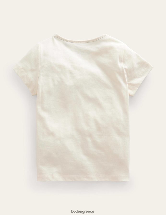 λευκή ηλιακή ενέργεια είδη ένδυσης εμπριμέ γραφικό μπλουζάκι Boden κορίτσια 464PH82997