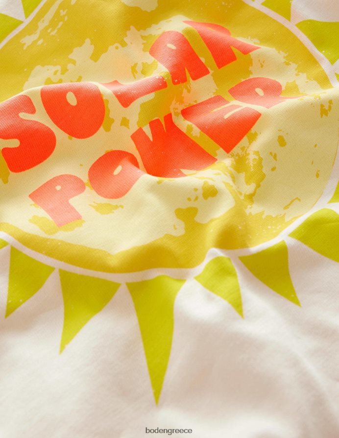 λευκή ηλιακή ενέργεια είδη ένδυσης εμπριμέ γραφικό μπλουζάκι Boden κορίτσια 464PH82997