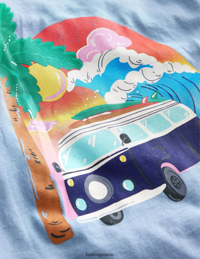 βότσαλο μπλε είδη ένδυσης μπλουζάκι με λογότυπο μπροστά και πίσω Boden κορίτσια 464PH83000