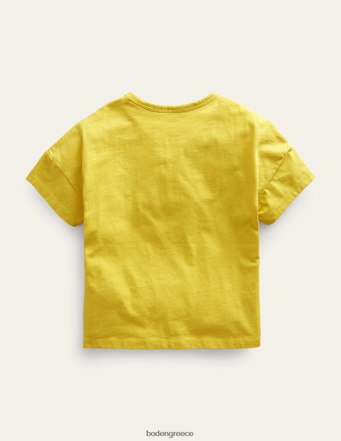 κίτρινα μανιτάρια είδη ένδυσης εμπριμέ μπλουζάκι φτερού Boden κορίτσια 464PH83008