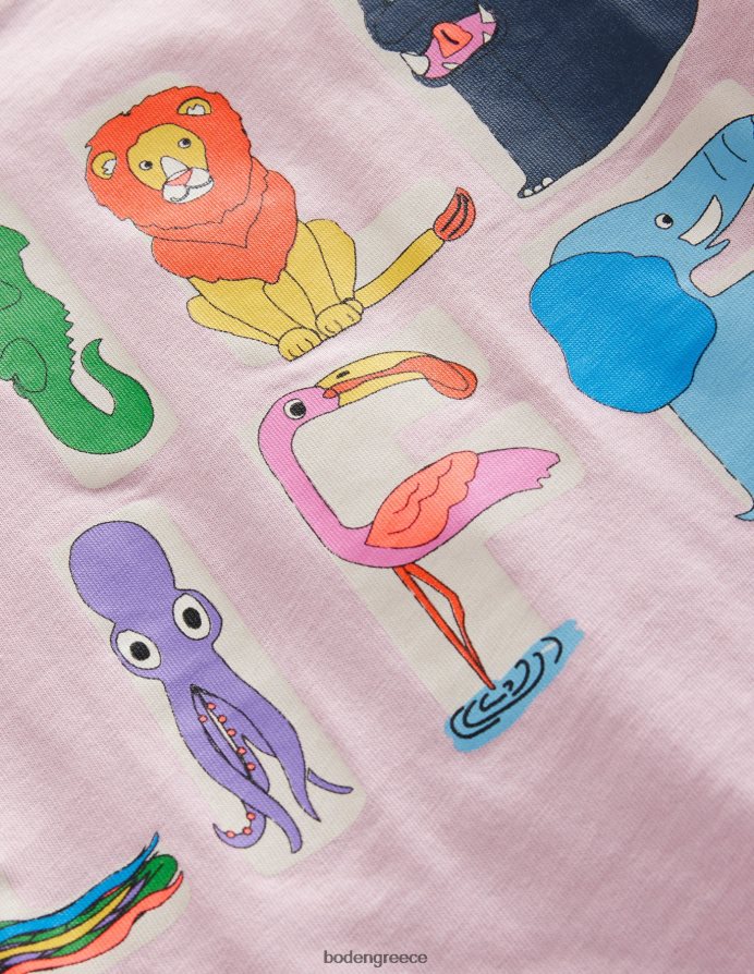 γαλλική ροζ άγρια ​​ζωή είδη ένδυσης γραφικό μπλουζάκι Boden κορίτσια 464PH83011