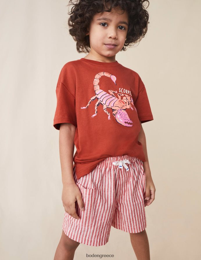 ψητό καστανί καφέ σκορπιός είδη ένδυσης εμπριμέ χαλαρό μπλουζάκι Boden κορίτσια 464PH83017