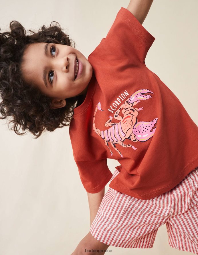 ψητό καστανί καφέ σκορπιός είδη ένδυσης εμπριμέ χαλαρό μπλουζάκι Boden κορίτσια 464PH83017