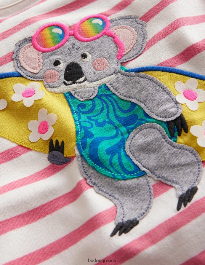 ροδακινί μπουνιά ροζ/ιβουάρ είδη ένδυσης απλικέ μπλουζάκι Boden κορίτσια 464PH83033