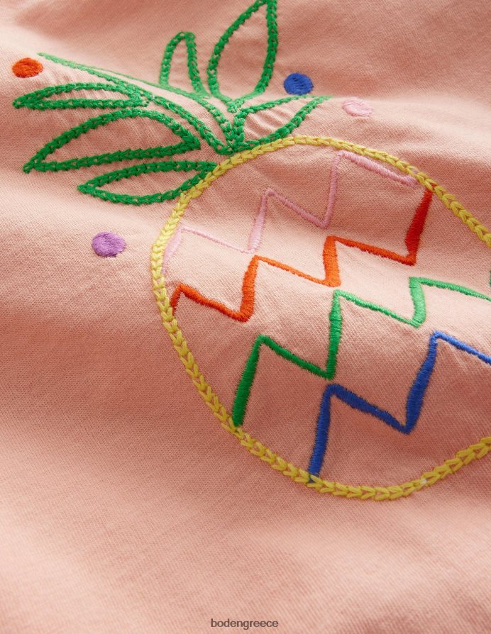 σκονισμένος ροζ ανανάς είδη ένδυσης λογότυπο κεντημένο τοπ Boden κορίτσια 464PH83041