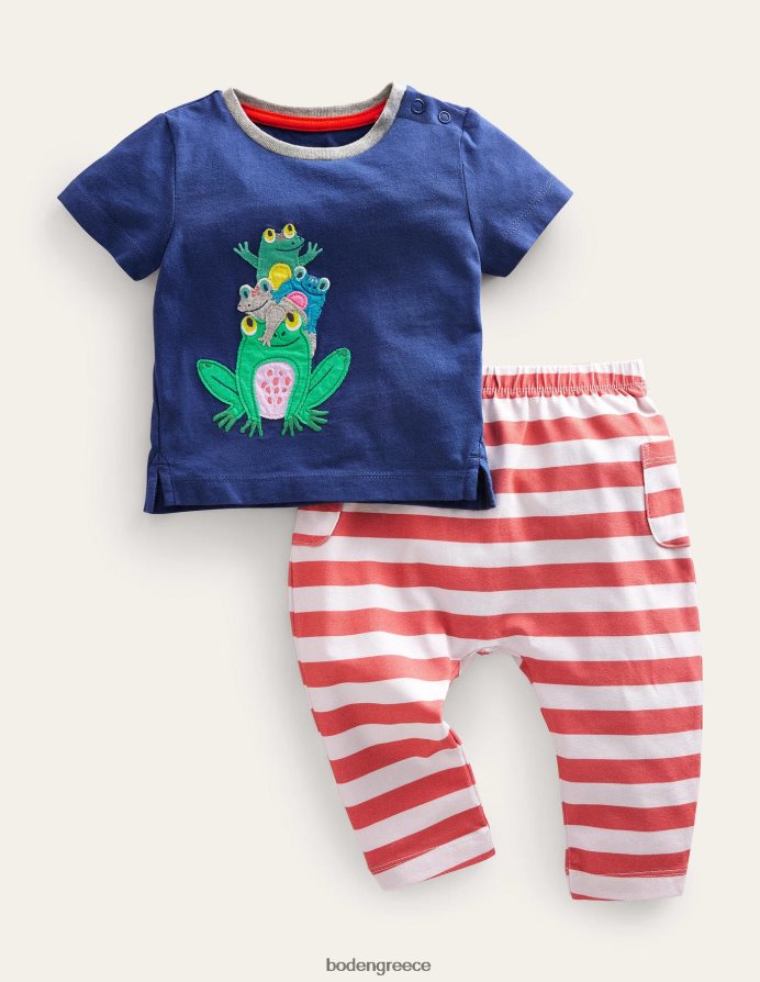 ναυτικό βάτραχος είδη ένδυσης απλικέ σετ πάνω και κάτω Boden κορίτσια 464PH83042