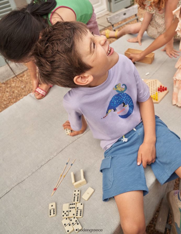 ομιχλώδης παγκολίνος λεβάντας είδη ένδυσης εμπριμέ χαλαρό μπλουζάκι Boden κορίτσια 464PH83062