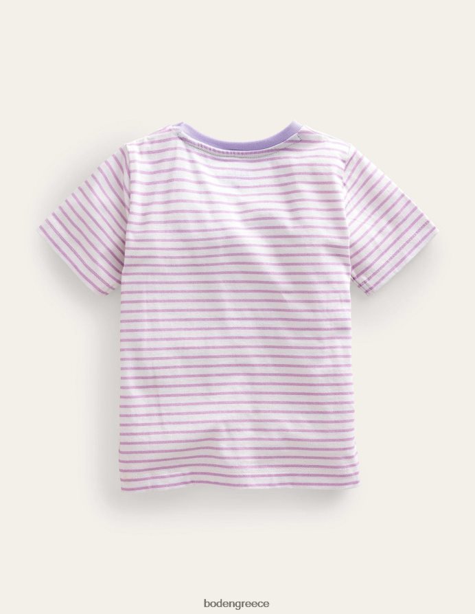 ιβουάρ/απαλό χαμόγελο λεβάντας είδη ένδυσης κεντητό γραφικό μπλουζάκι Boden κορίτσια 464PH83069