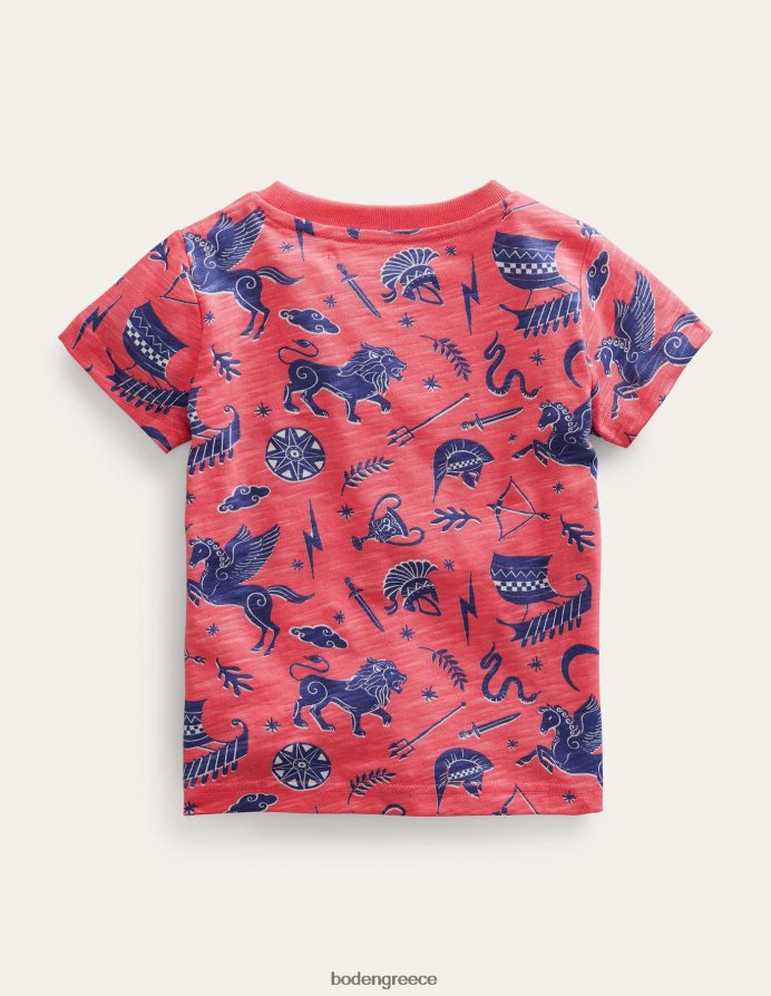 γαλλικό ροζ είδη ένδυσης μπλουζάκι με στάμπα σε όλο το μήκος Boden κορίτσια 464PH83079