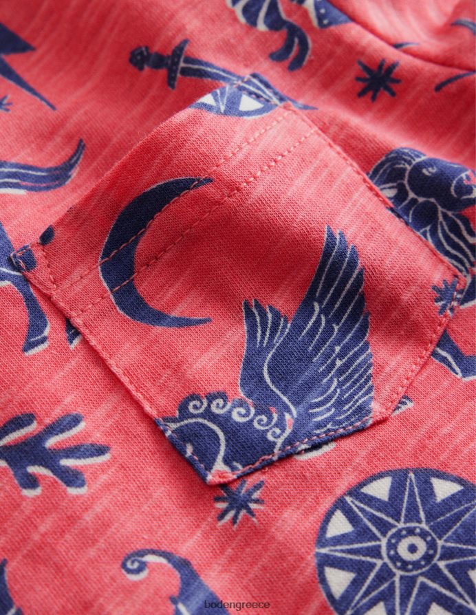 γαλλικό ροζ είδη ένδυσης μπλουζάκι με στάμπα σε όλο το μήκος Boden κορίτσια 464PH83079