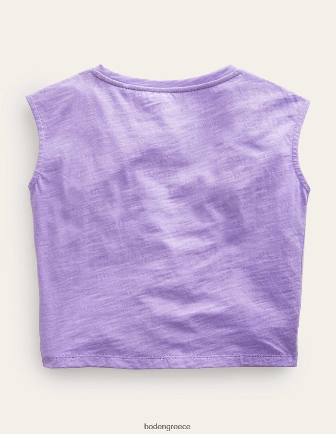 όμορφο μωβ λεβάντας είδη ένδυσης μαζεμένο μπροστινό μπλουζάκι Boden κορίτσια 464PH83092