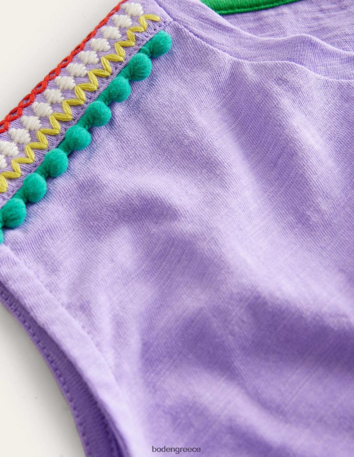 όμορφο μωβ λεβάντας είδη ένδυσης μαζεμένο μπροστινό μπλουζάκι Boden κορίτσια 464PH83092