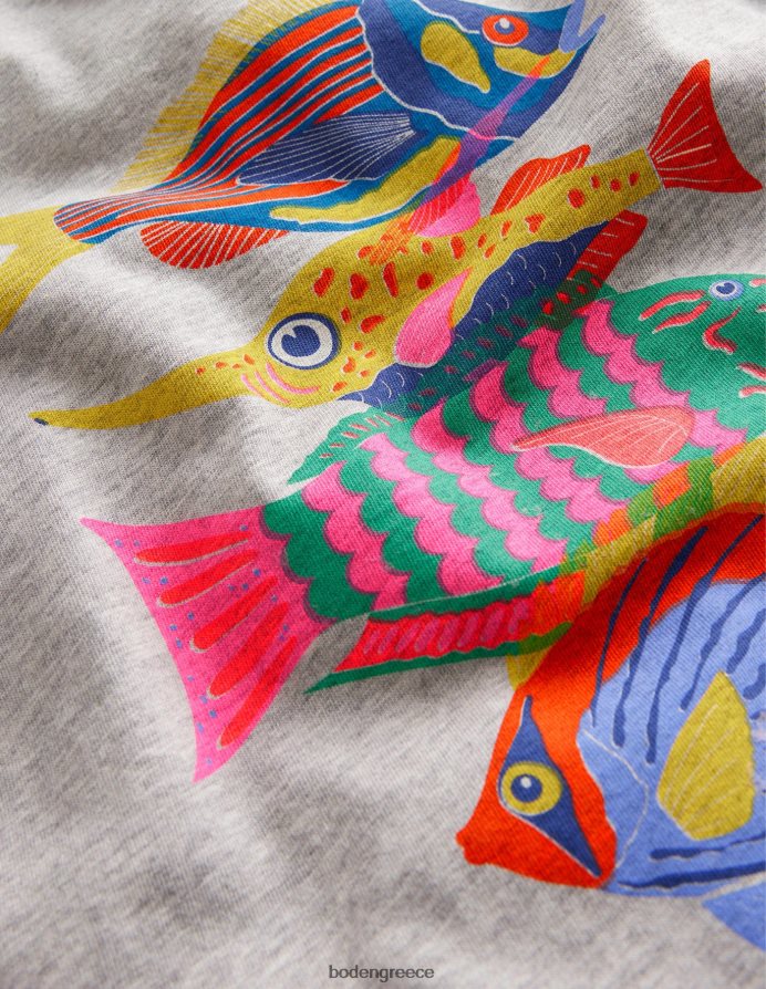 ασημένια μάργα ψάρια είδη ένδυσης Βαμβακερό μπλουζάκι με γραφικά στάμπα Boden κορίτσια 464PH83122