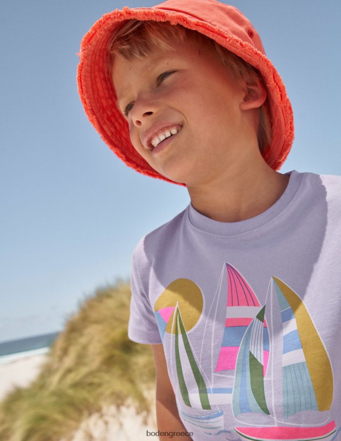 ομιχλώδης λεβάντα είδη ένδυσης Βαμβακερό μπλουζάκι με γραφικά στάμπα Boden κορίτσια 464PH83149