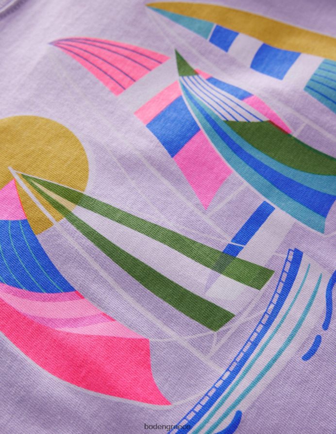 ομιχλώδης λεβάντα είδη ένδυσης Βαμβακερό μπλουζάκι με γραφικά στάμπα Boden κορίτσια 464PH83149