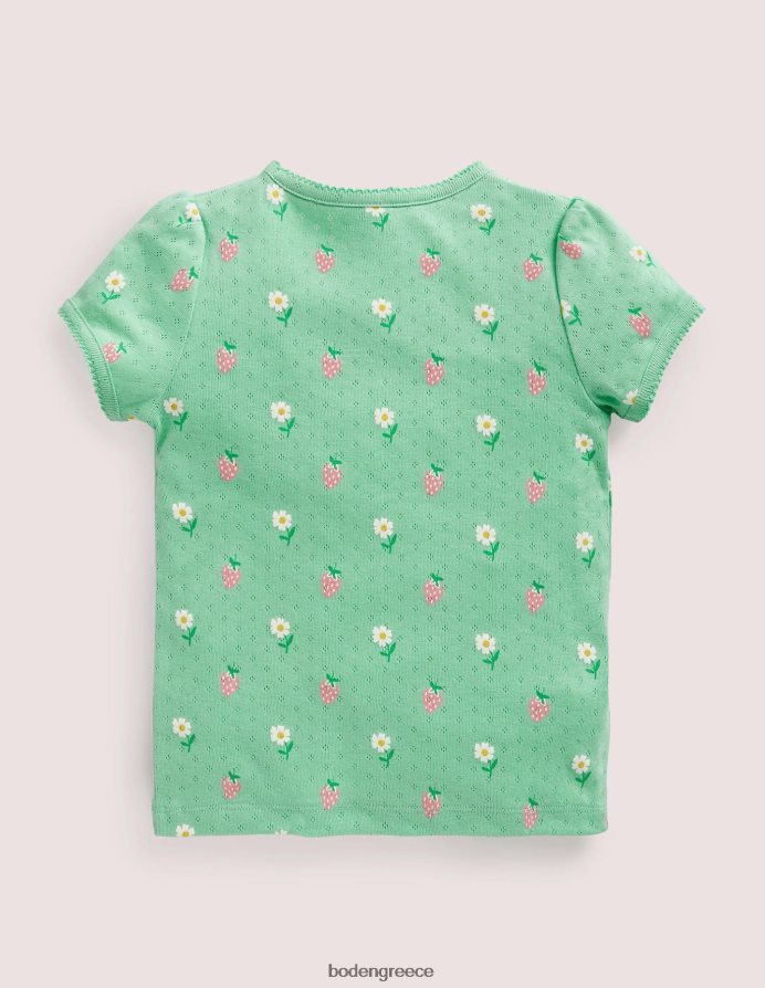 πράσινες μαργαρίτες/φράουλες είδη ένδυσης κοντομάνικο πουέντ Boden κορίτσια 464PH83159
