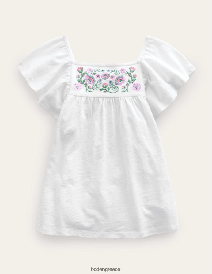 άσπρο είδη ένδυσης κεντητό μπλουζάκι Boden κορίτσια 464PH83164
