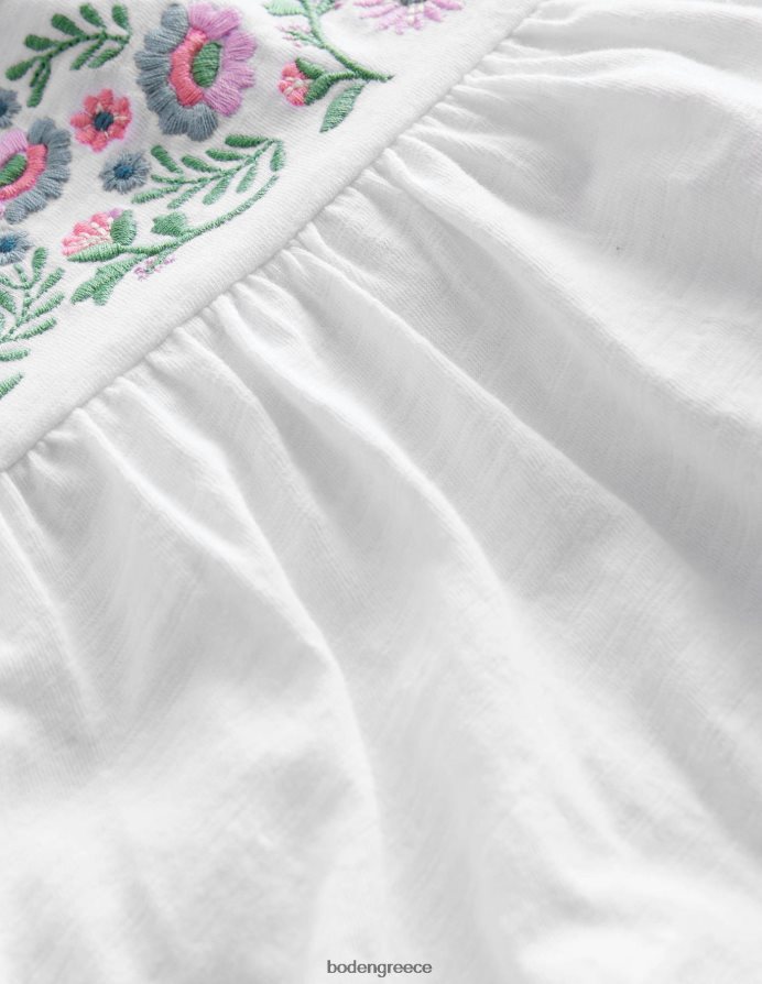άσπρο είδη ένδυσης κεντητό μπλουζάκι Boden κορίτσια 464PH83164