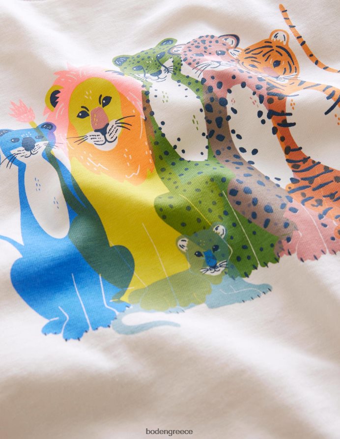 γάτες με λοβό βανίλιας είδη ένδυσης Βαμβακερό μπλουζάκι με γραφικά στάμπα Boden κορίτσια 464PH83168