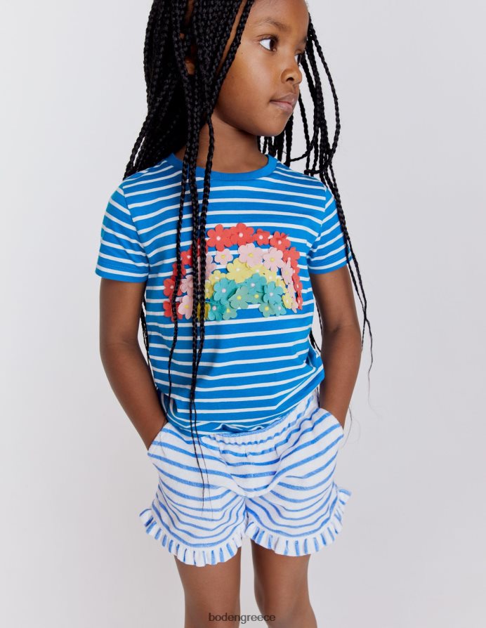 φωτεινή μαρίνα/ιβουάρ είδη ένδυσης φτερούγισμα μπλουζάκι Boden κορίτσια 464PH83194