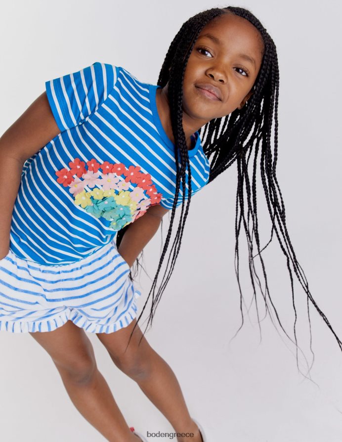 φωτεινή μαρίνα/ιβουάρ είδη ένδυσης φτερούγισμα μπλουζάκι Boden κορίτσια 464PH83194