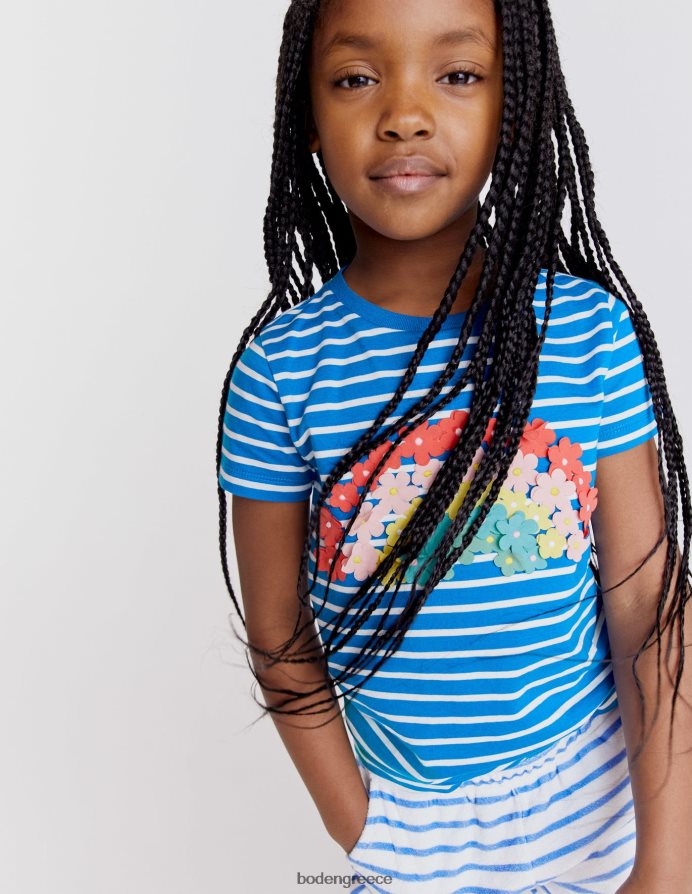 φωτεινή μαρίνα/ιβουάρ είδη ένδυσης φτερούγισμα μπλουζάκι Boden κορίτσια 464PH83194