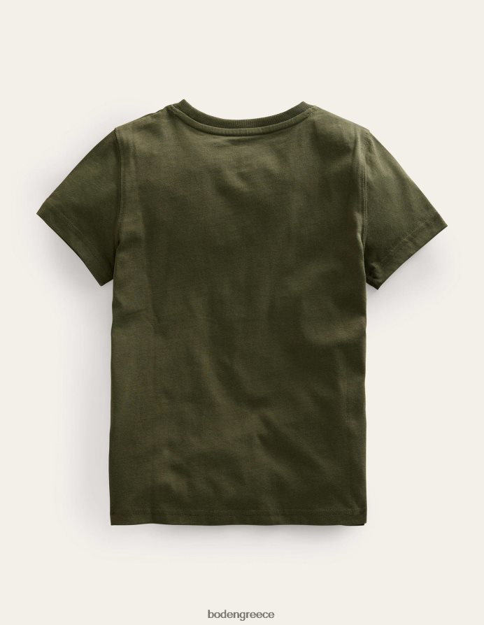 κλασικά χακί ηφαίστεια είδη ένδυσης μπλουζάκι γραφικής εκπαίδευσης Boden κορίτσια 464PH83197